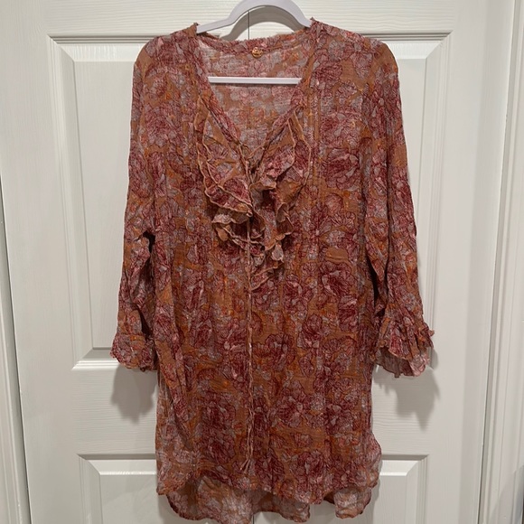 Free People Nisha Floral Sheer Tunic Top - Picture 2 of 7